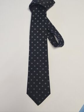 Men's Patterned Dark Blue Dress Tie